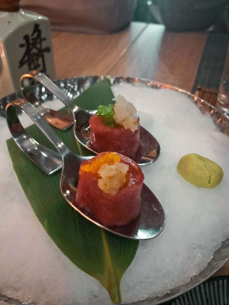 plate of toro toro sushi on ice at Sushi Hachi in Southeast DC